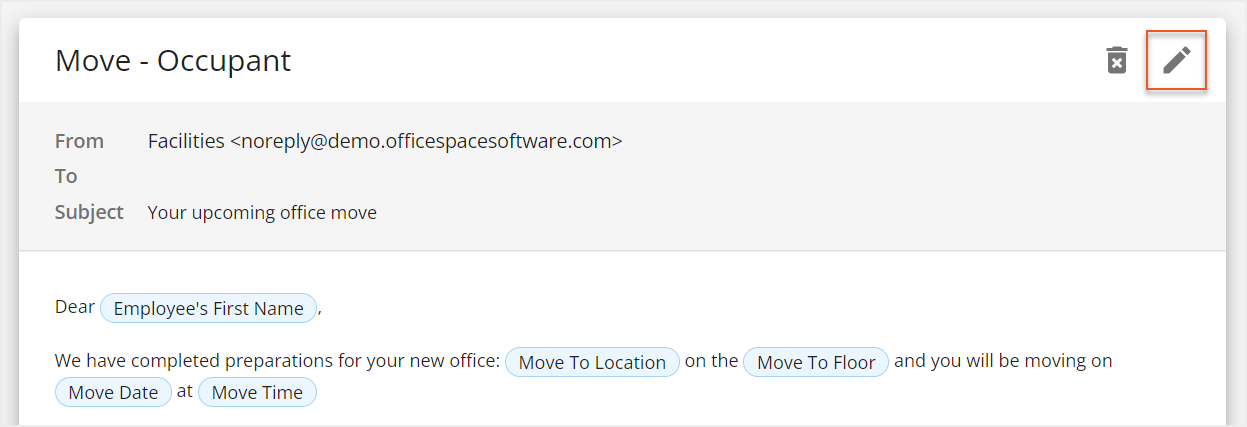 Edit icon indicated on template