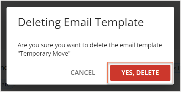 Yes Delete button indicated