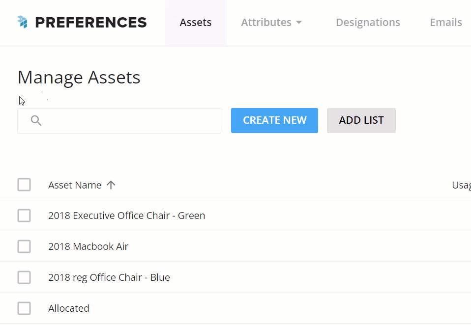 Selecting Room Attributes from the Attributes Tab drop down in Preferences application and being redirected to the Manage Room