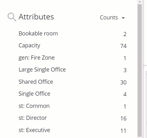 Changing attribute metrics from Counts to Sq. Footage using legend dropdown menu