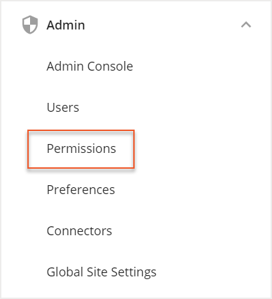 Hamburger menu with Permissions indicated