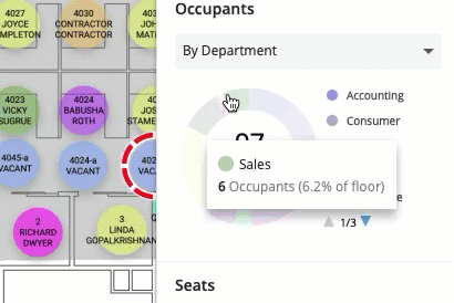 Hovering to see occupants in pie chart