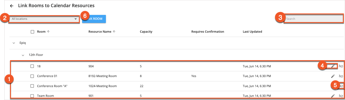 Link Rooms to Calendar Resources overview annotated