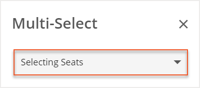 Drop down indicated with Selecting Seats chosen