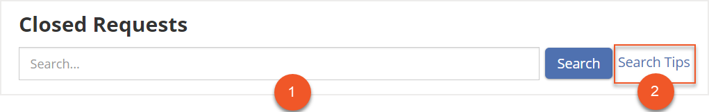 Search bar and Search tips button indicated